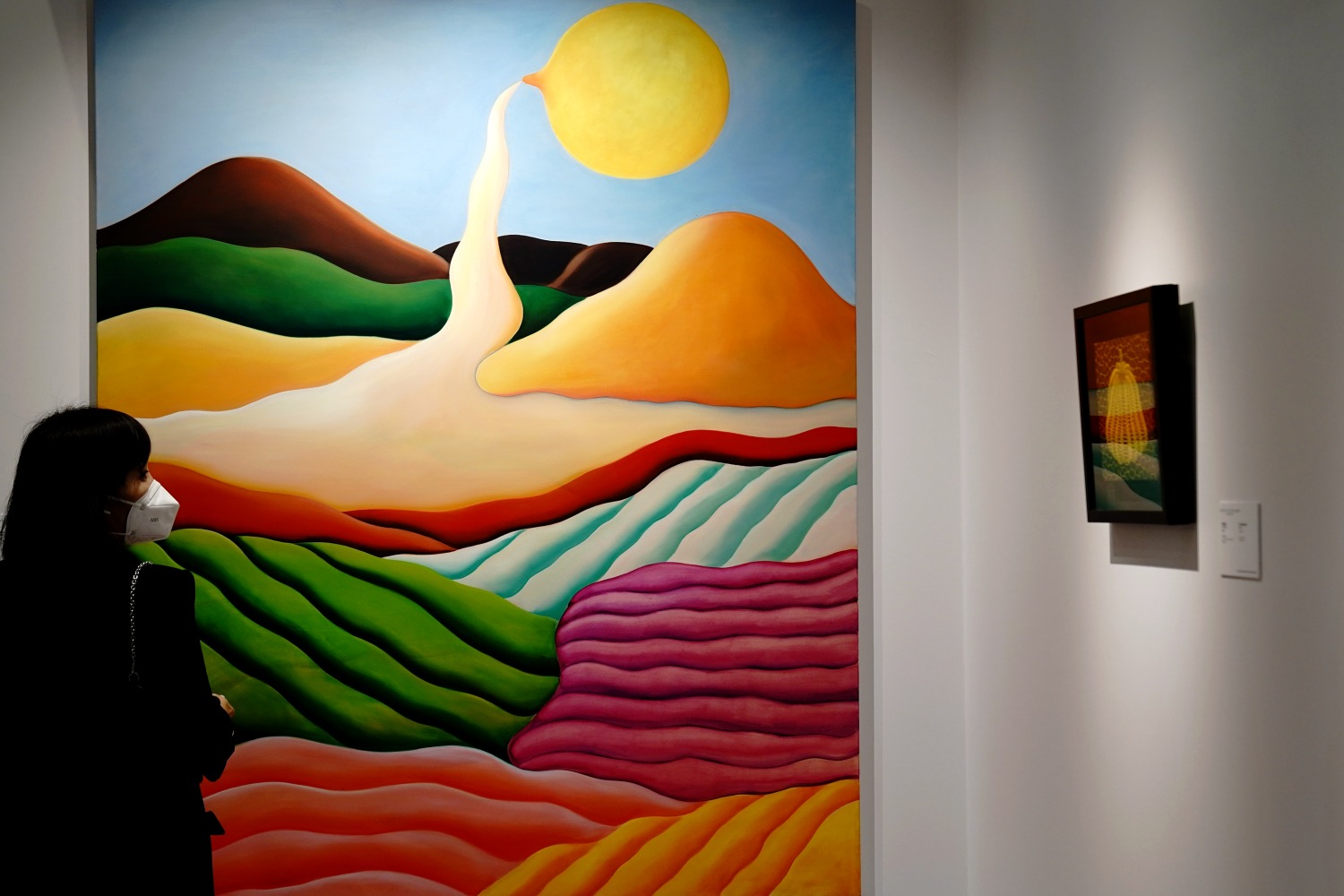 参观者在第五届进博会消费品展区欣赏艺术作品。（新华社记者 张建松 摄）.jpg